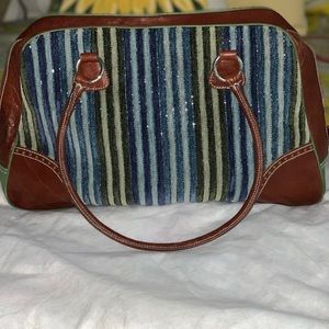 Isabella Fiore Beaded Blue Green Leather Handbag